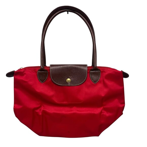LONGCHAMP Le Pliage Medium Handbag Red Nylon Tote Foldable - Picture 1 of 13